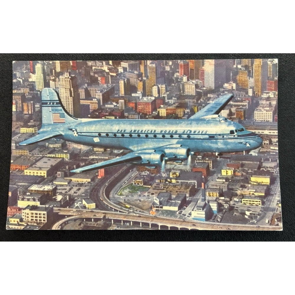 Vintage Pan Am American Douglas DC-4 Clipper Issued Postcard Unposted